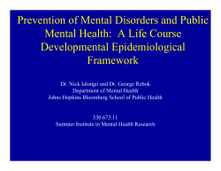Prevention of Mental Disorders and Public Mental Health: A Life Course Developmental Epidemiological Framework