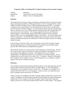 Proposal to Offer the Master of Arts in Teaching at the Cascades Campus