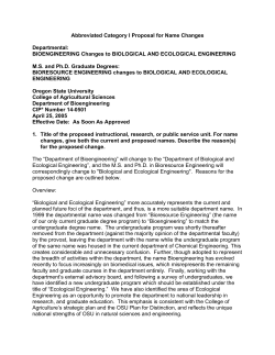 Category I Proposal for Name Changes in Bioengineering