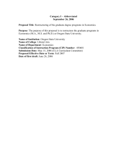 Category I Proposal for Graduate Degrees in Economics