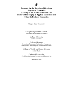 Category I Proposal for Graduate Degrees in Applied Economics