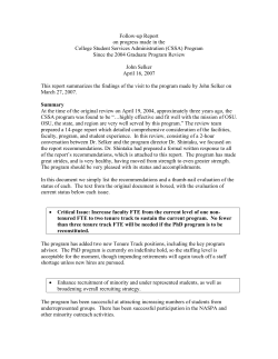 Followup Review of the CSSA Graduate Program (Selker)