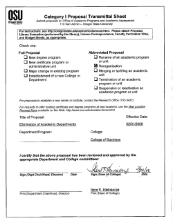 CAT I Proposal: Reorganize Administrative Units in the College of Business