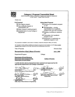 CAT I Proposal: Reorganize the College of Forestry