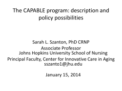 Click here for Dr. Szanton's PowerPoint presentation.