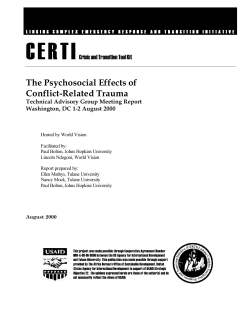 Psychosocial effects of conflict-related trauma: technical advisory group meeting report, Washington, DC 1-2 August 2000