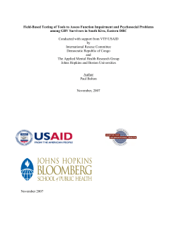 Field-based testing of tools to assess function impairment and psychosocial problems among gender based violence (GBV) survivors in South Kivu, eastern Democratic Republic of the Congo (DRC)