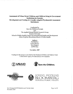 Assessment of urban street children and children living in government institutions in Georgia: development and testing of a locally-adapted psychosocial assessment instrument