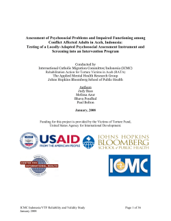 Assessment of psychosocial problems and impaired functioning among conflict affected adults in Aceh, Indonesia: testing of a locally-adapted psychosocial assessment instrument and screening into an intervention program