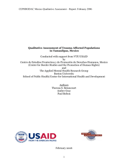 Qualitative assessment of trauma affected populations in Tamaulipas, Mexico