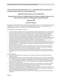 Applied Economics Summary of Communications