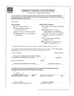 Suspension of the Graduate Degrees in Agricultural and Resource Economics