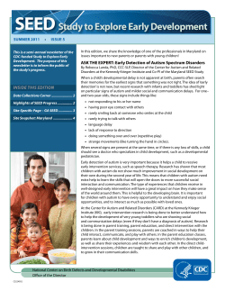 Study to Explore Early Development summer 2011 newsletter