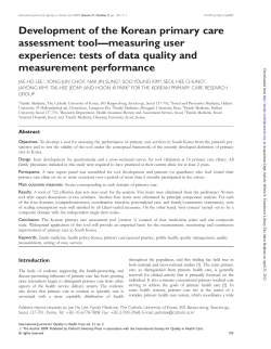 Lee JH, Choi YJ, Sung NJ, et al. Development of the Korean primary care assessment tool--measuring user experience: tests of data quality and measurement performance. Int J Qual Health Care 2009;21:103-11.