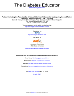 Clancy DE, Yeager DE, Huang P, Magruder KM. Further evaluating the acceptability of group visits in an uninsured or inadequately insured patient population with uncontrolled type 2 diabetes. Diabetes Educ 2007;33:309-14.