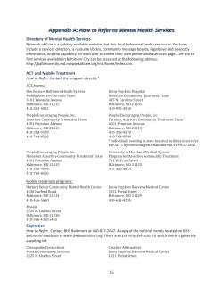 Mental Health Services for Adults in Baltimore City