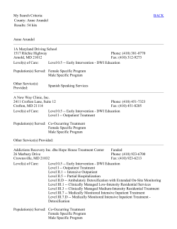 Maryland Alcohol and Drug Abuse Administration Resource Directory