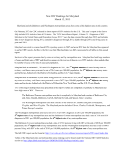 Summary of HIV Rankings for Maryland