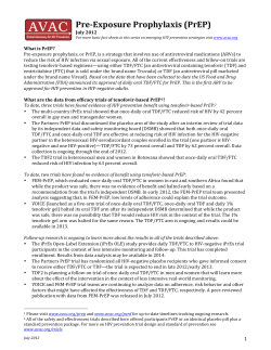 AVAC: Pre-exposure Prophylaxis (PrEP) Fact Sheet