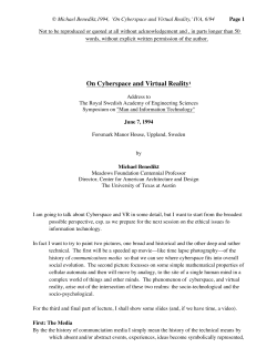 On Cyberspace and Virtual Reality