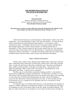 Information in Space is the Space in Information