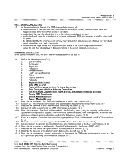 Module 1 Lesson 1: Foundations of EMT Critical Care