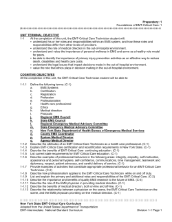 Lesson 1: Foundations of EMT Critical Care