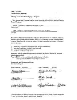 Library Assesssment of the Medical Physics proposal