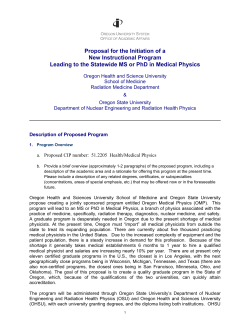 Category I Proposal for Statewide Graduate MS and PhD Degrees in Medical Physics