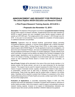 Pilot Project Research Training Awards, 2015-2016