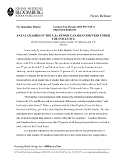 New Paper from Center Faculty Finds Alcohol Involvement in Fatal Crashes in U.S. is Similar for Mexican and U.S. Drivers, and Lower Among Drivers with Canadian Licenses