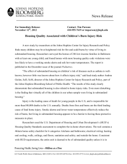 Housing Quality Associated with Children's Burn Injury Risk