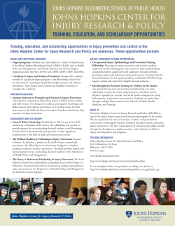 Training and Education | Johns Hopkins Center for Injury Research and Policy