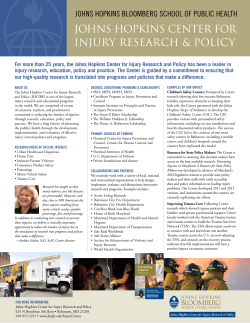 One-Sheet: Johns Hopkins Center for Injury Research and Policy