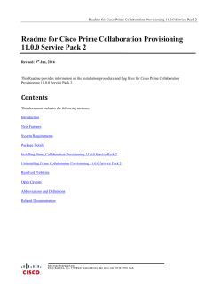 Prime Collaboration Provisioning11.0 Service Pack 2 Readme