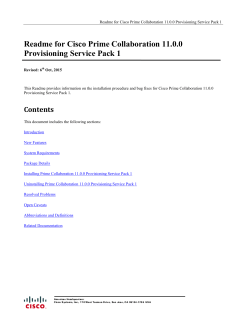 Prime Collaboration Provisioning11.0 Service Pack 1 Readme