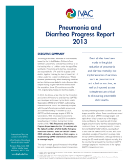 2013 Pneumonia and Diarrhea Progress Report