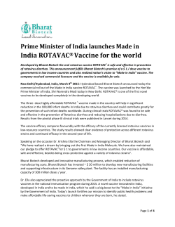 such as Bharat Biotech&rsquo;s ROTAVAC, which India is rolling out soon in four states