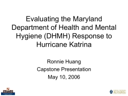 Evaluating the Maryland Department of Health and Mental Hygiene Response to Hurricane Katrina
