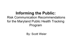 Informing the Public: Risk Communication Recommendations for the Maryland Health Tracking Program