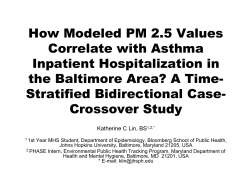 How Modeled PM 2.5 Values Correlate with Asthma Inpatient Hospitalization in the Baltimore Area