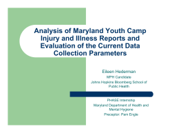 Analysis of Maryland Youth Camp Injury and Illness Reports and Evaluation of the Current Data Collection Parameters