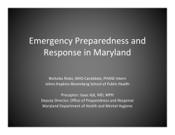 Emergency Preparedness and Response in Maryland