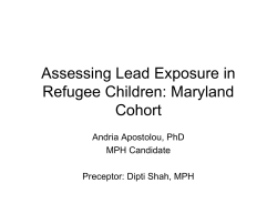 Assessing Lead Exposure in Refugee Children: Maryland Cohort