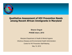 Qualitative Assessment of HIV Prevention Needs among Recent African Immigrants in Maryland