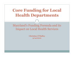 Maryland&rsquo;s Funding Formula and its Impact on Local Health Services