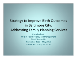 Strategy to Improve Birth Outcomes in Baltimore City: Addressing Family Planning Services