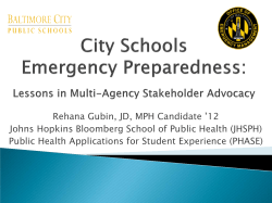 City Schools Emergency Preparedness: Lessons in Multi-Agency Stakeholder Advocacy