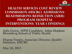 Health Services Cost Review Commission (HSCRC) Admissions-Readmission Reduction (ARR) Program Hospital Interventions: Year 1 Findings