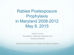 Outpatient Visits for Rabies Post-Exposure Prophylaxis in Maryland